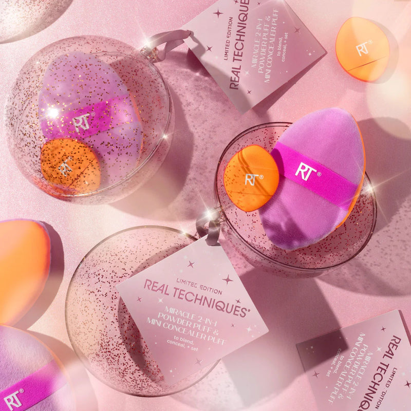 Real Techniques Miracle 2-In-1 Powder Puff & Mini Concealer Puff Limited Edition Set