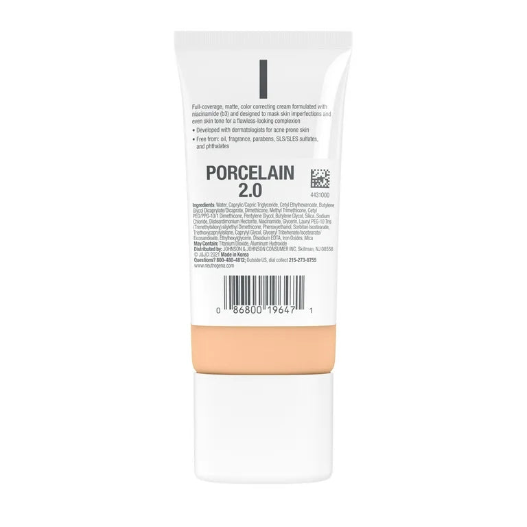 Neutrogena Clear Coverage Flawless Matte CC Cream - 2.0 Porcelain