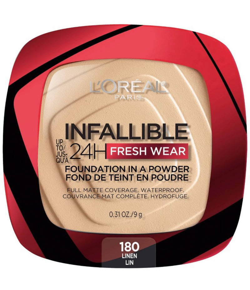 Loreal Paris Infallible Up to 24H Fresh Wear Foundation in a Powder 180 Line Lin  - 0.31oz