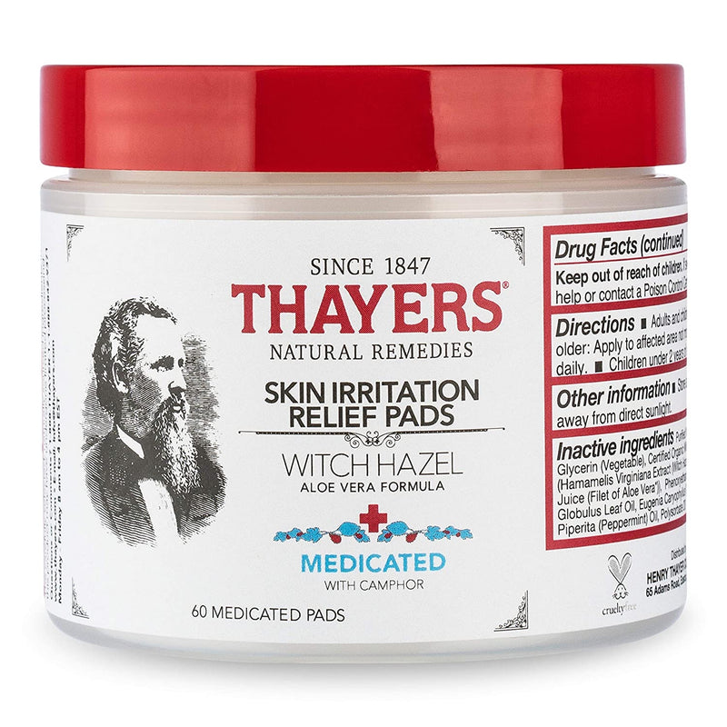 Thayers Witch Hazel Astringent Pads with Aloe Medicated - 60 ct