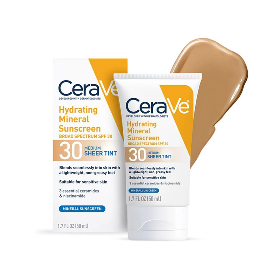 CeraVe Hydrating Mineral Sunscreen SPF 30 Sheer Tint Shade: Medium Exp 2/27