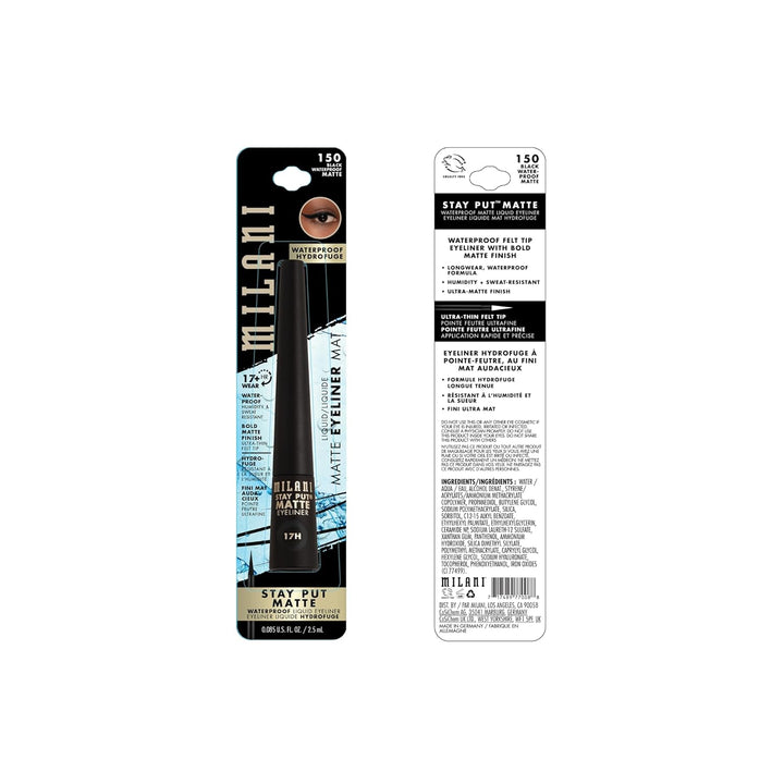 Milani Stay Put Matte Liquid Eyeliner - Black Matte Waterproof