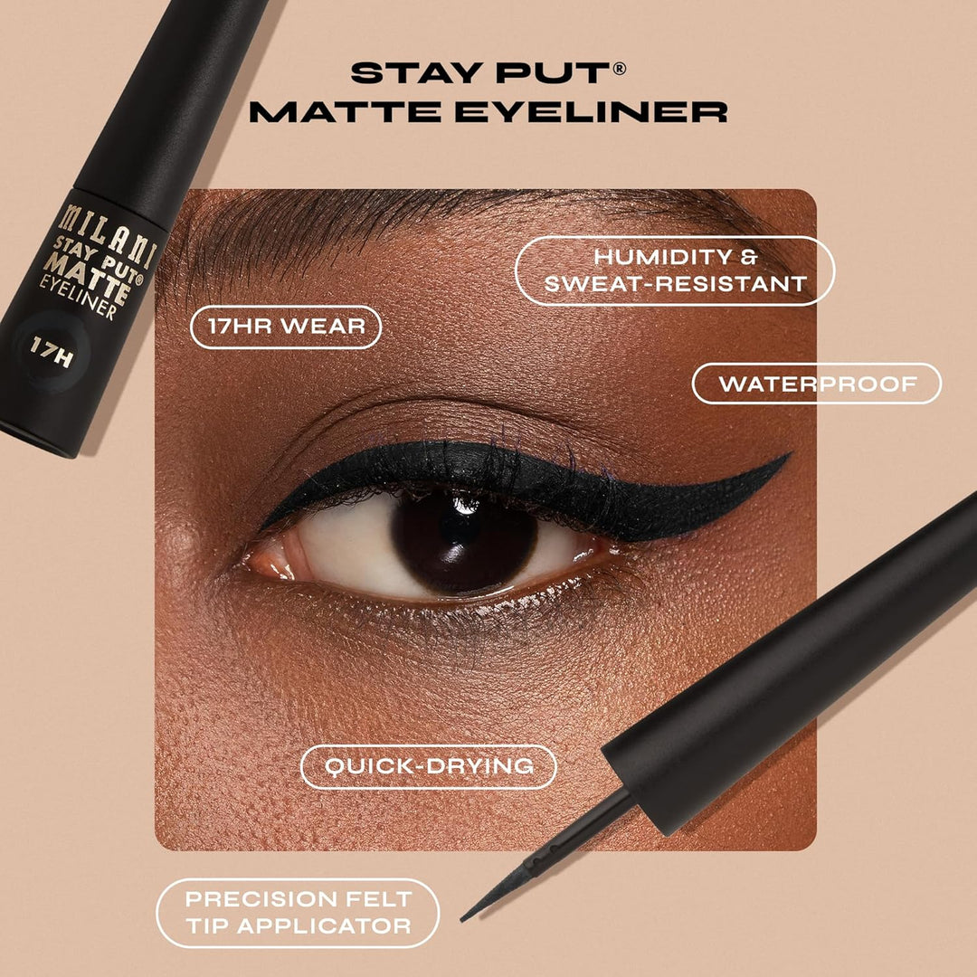Milani Stay Put Matte Liquid Eyeliner - Black Matte Waterproof