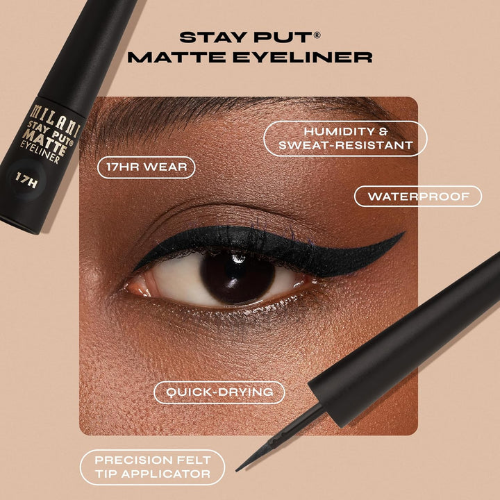 Milani Stay Put Matte Liquid Eyeliner - Black Matte Waterproof