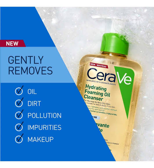 CeraVe Hydrating Foaming Oil Cleanser 355 ml, back label 