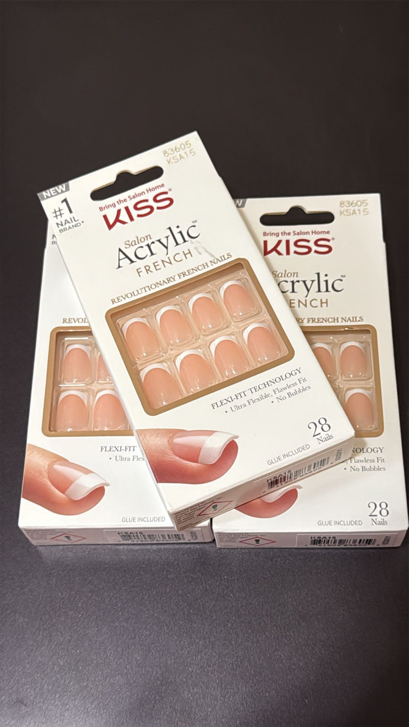 Kiss Salon Acrylic French  Press On Glue Nails- Sugar Rush