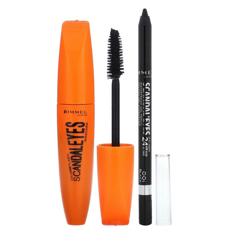 Rimmel ScandalEyes Curve Alert Mascara with ScandalEyes Waterproof Kohl Kajal Liner-003 Combo Extreme Black