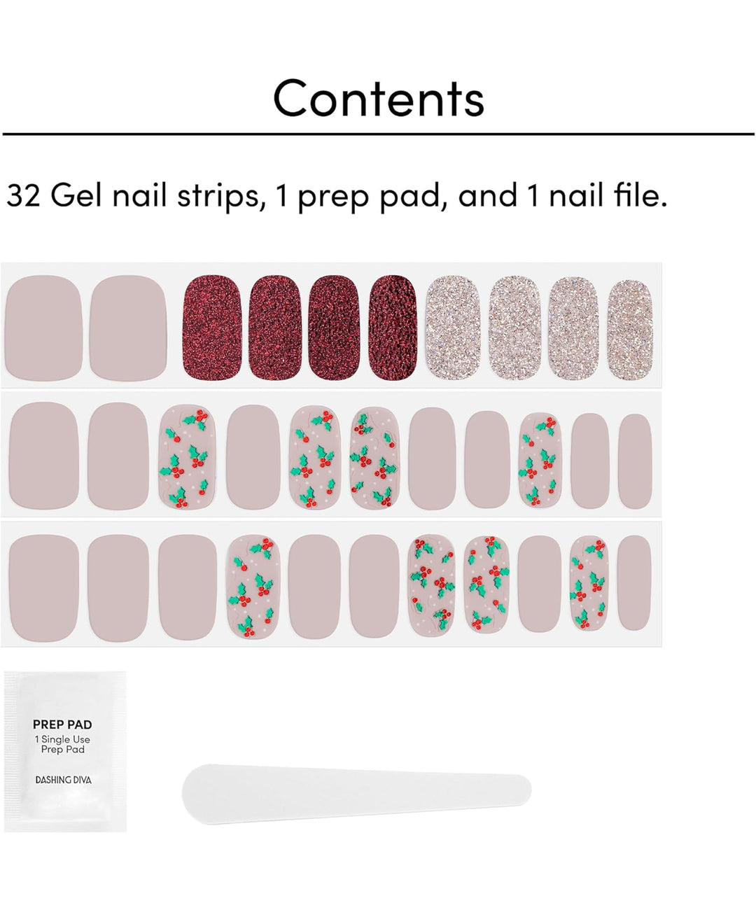 Dashing Diva Gloss Nail Strips - Hoywood | UV Free, Chip Resistant, Long Lasting Gel Nail Stickers | Contains 32 Nail Wraps, 1 Prep Pad, 1 Nail File