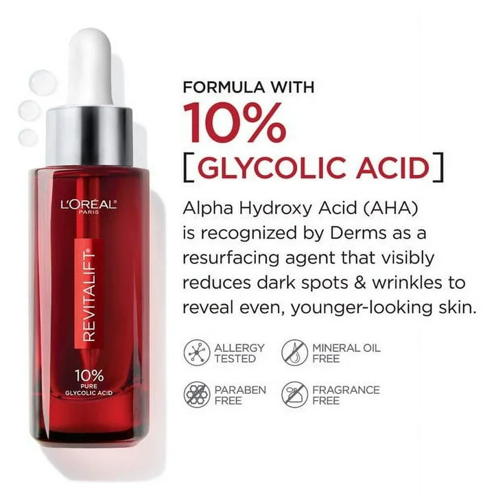 L'Oreal Paris Revitalift Derm Intensives 10% Pure Glycolic Acid Serum (Fragrance Free)