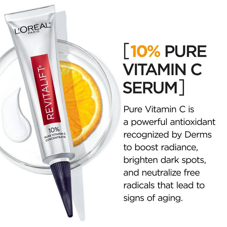 L'Oreal Paris Revitalift Derm Intensives 10% Pure Vitamin C Serum, Paraben Free - 1 fl oz