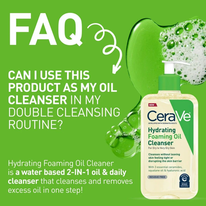 CeraVe Facial Cleanser Foaming Oil for Dry to Very Dry Skin with Hyaluronic Acid Ceramides 16 fl oz