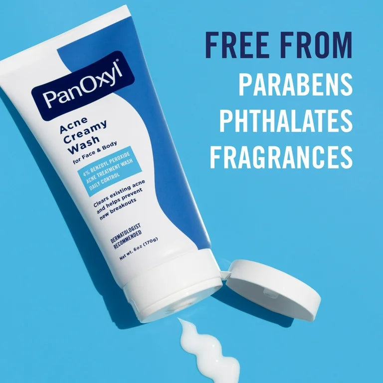 Panoxyl 4% Benzoyl Peroxide Acne Creamy Wash Clear Acne, 6.0 Oz
