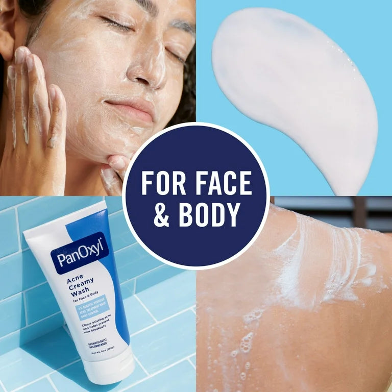 Panoxyl 4% Benzoyl Peroxide Acne Creamy Wash Clear Acne, 6.0 Oz