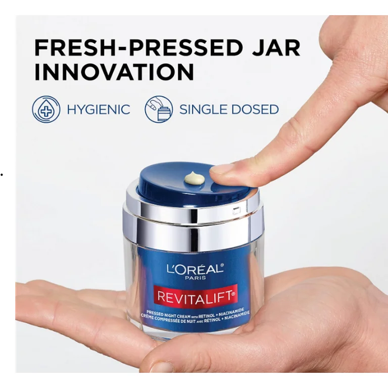 Loreal Paris Revitalift Pressed Night Cream with Retinol+Niacinamide, Anti-Aging Cream- 48g (fragrance free)