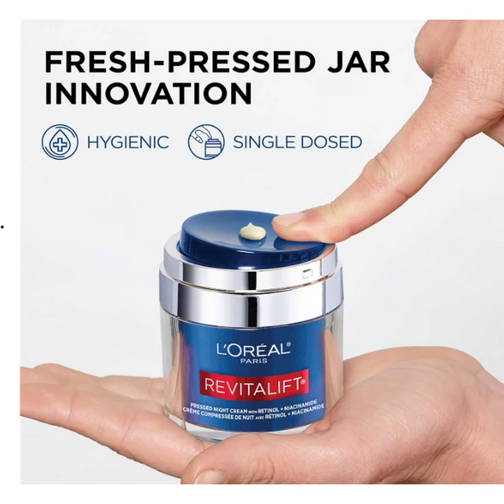 Loreal Paris Revitalift Pressed Night Cream with Retinol+Niacinamide, Anti-Aging Cream- 48g (fragrance free)