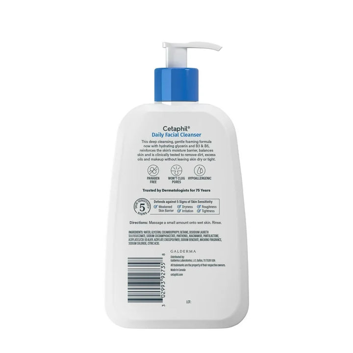 Cetaphil Daily Facial Cleanser for Sensitive, Combination to Oily Skin - 8 oz