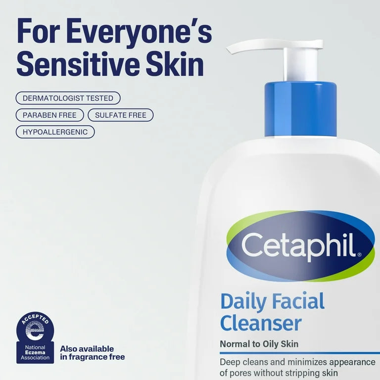 Cetaphil Daily Facial Cleanser for Sensitive, Combination to Oily Skin - 8 oz