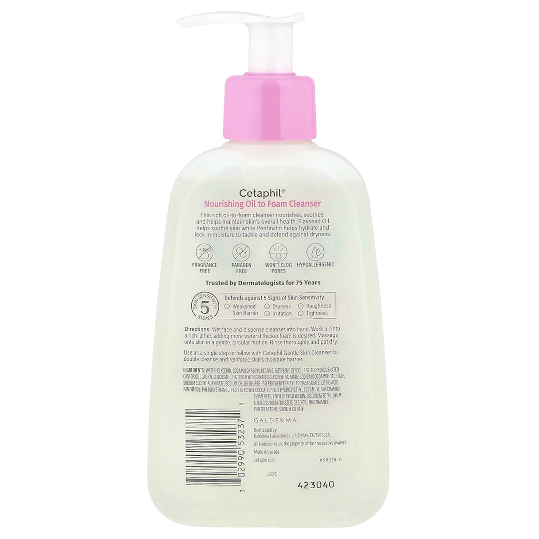 Cetaphil Nourishing Oil to Foam Cleanser Face Wash for Sensitive Skin 237 ml