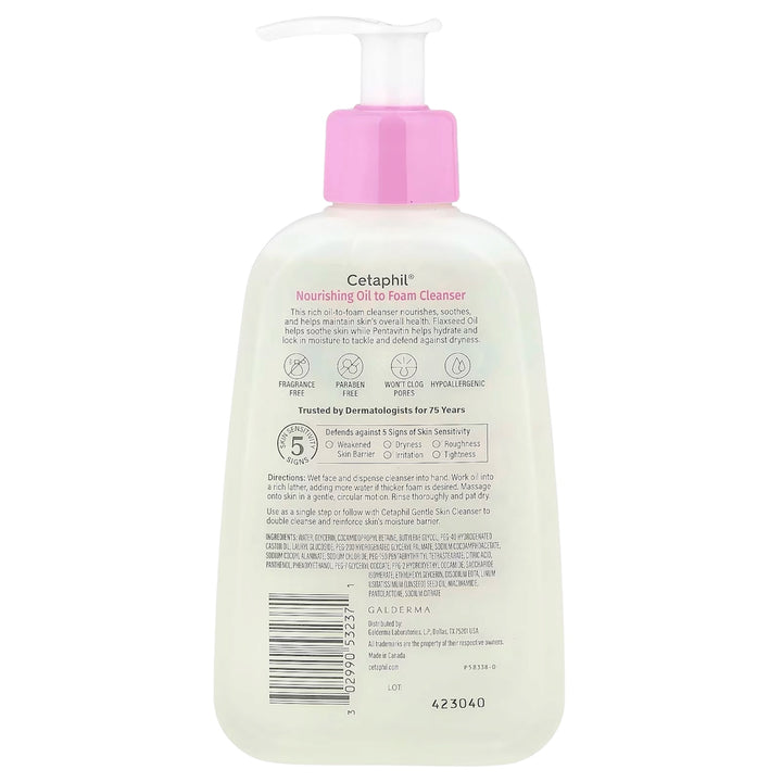 Cetaphil Nourishing Oil to Foam Cleanser Face Wash for Sensitive Skin 237 ml