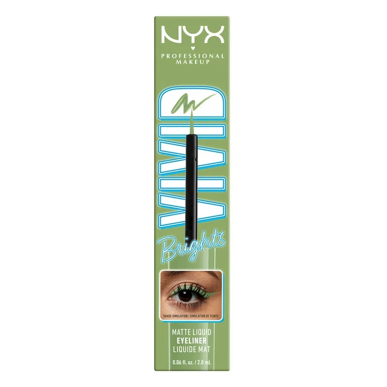 NYX Professional Makeup Vivid Brights Liquid Liner, Smear-Resistant Eyeliner, Ghosted Green