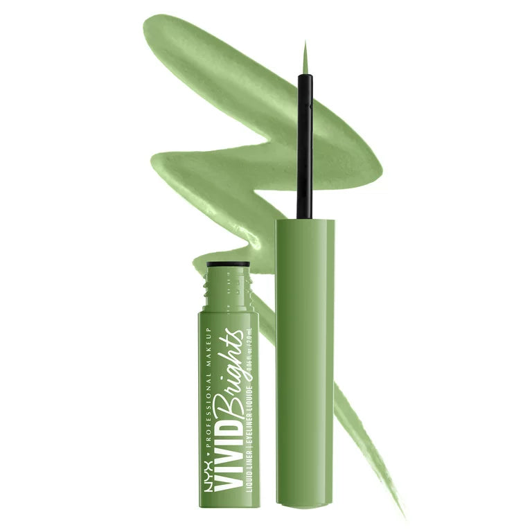 NYX Professional Makeup Vivid Brights Liquid Liner, Smear-Resistant Eyeliner, Ghosted Green