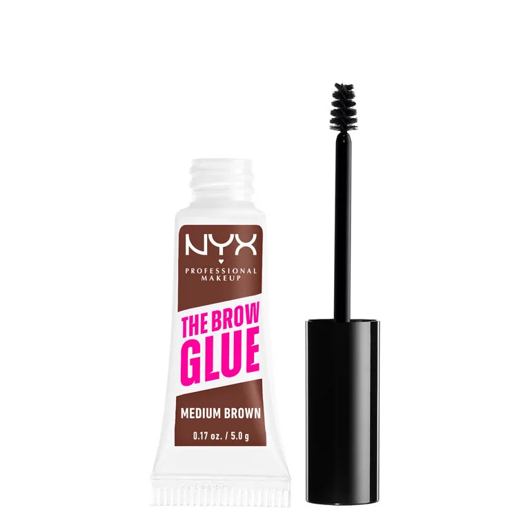 NYX Professional Makeup Brow Glue, Extreme Hold Eyebrow Gel, Medium Brown
