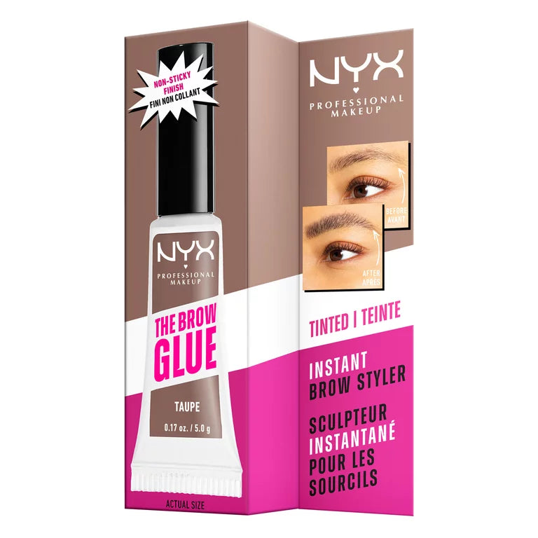 NYX Professional Makeup Brow Glue, Extreme Hold Eyebrow Gel, Taupe