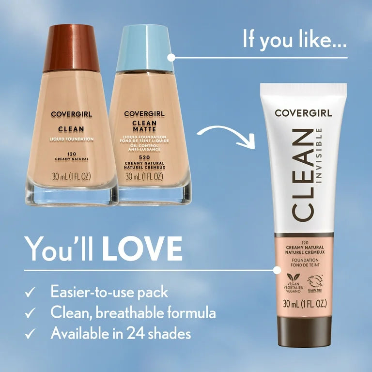 Cover Girl Clean Invisible Liquid Makeup 103 Light Ivory