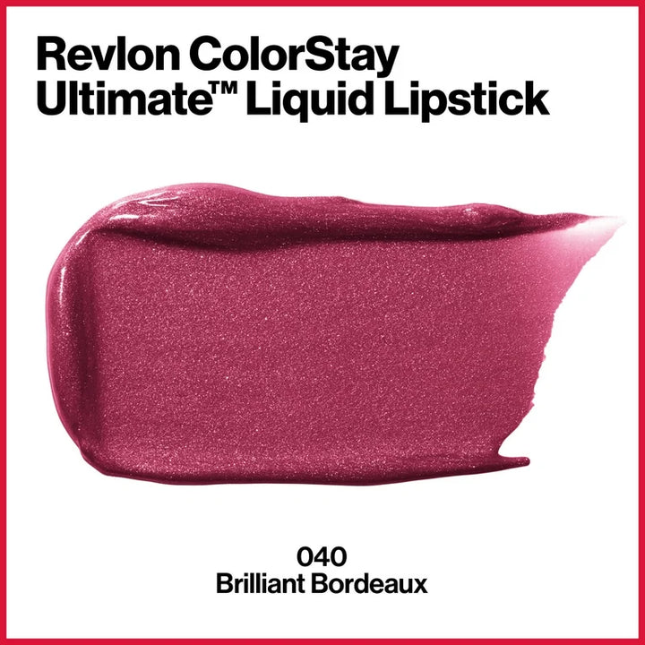 Revlon ColorStay Ultimate Lightweight Satin Liquid Lipstick, 040 Brilliant Bordeaux