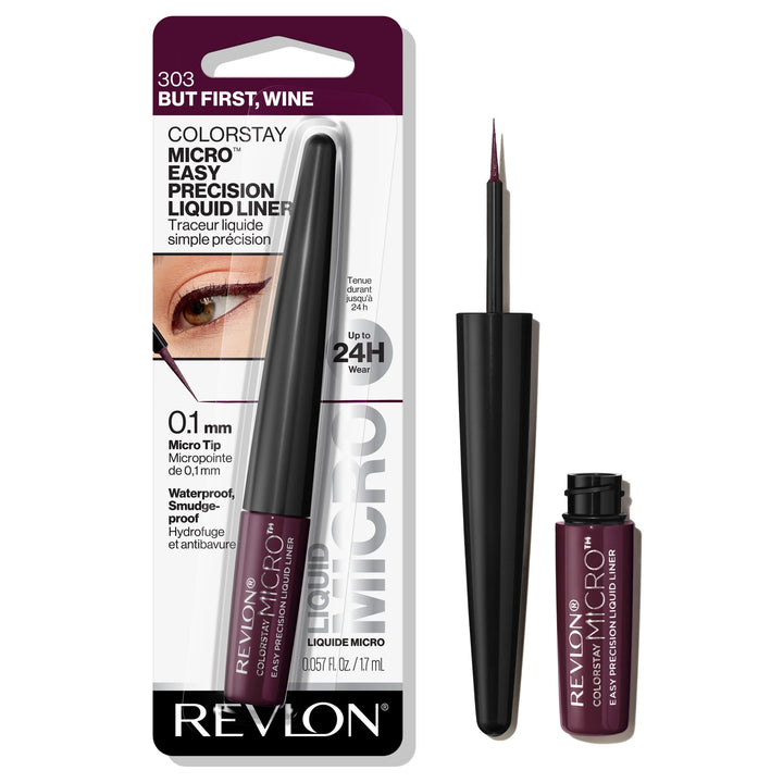 Revlon ColorStay Micro Easy Precision Liquid Eyeliner, 24hr Coverage, 303 But First, Wine