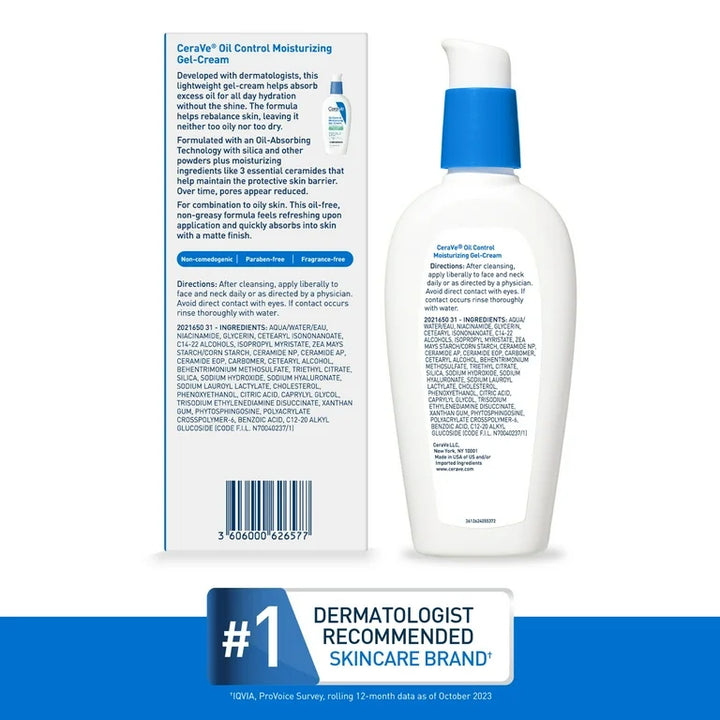 Cerave oil control moisturizing gel cream with Hyaluronic Acid for All Skin Types 89 ml
