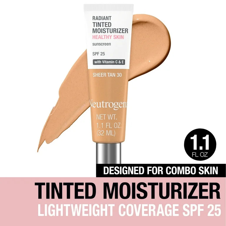 Neutrogena Radiant Tinted Face Moisturizer with spf 25 Sheer Tan 30 Exp 2/27