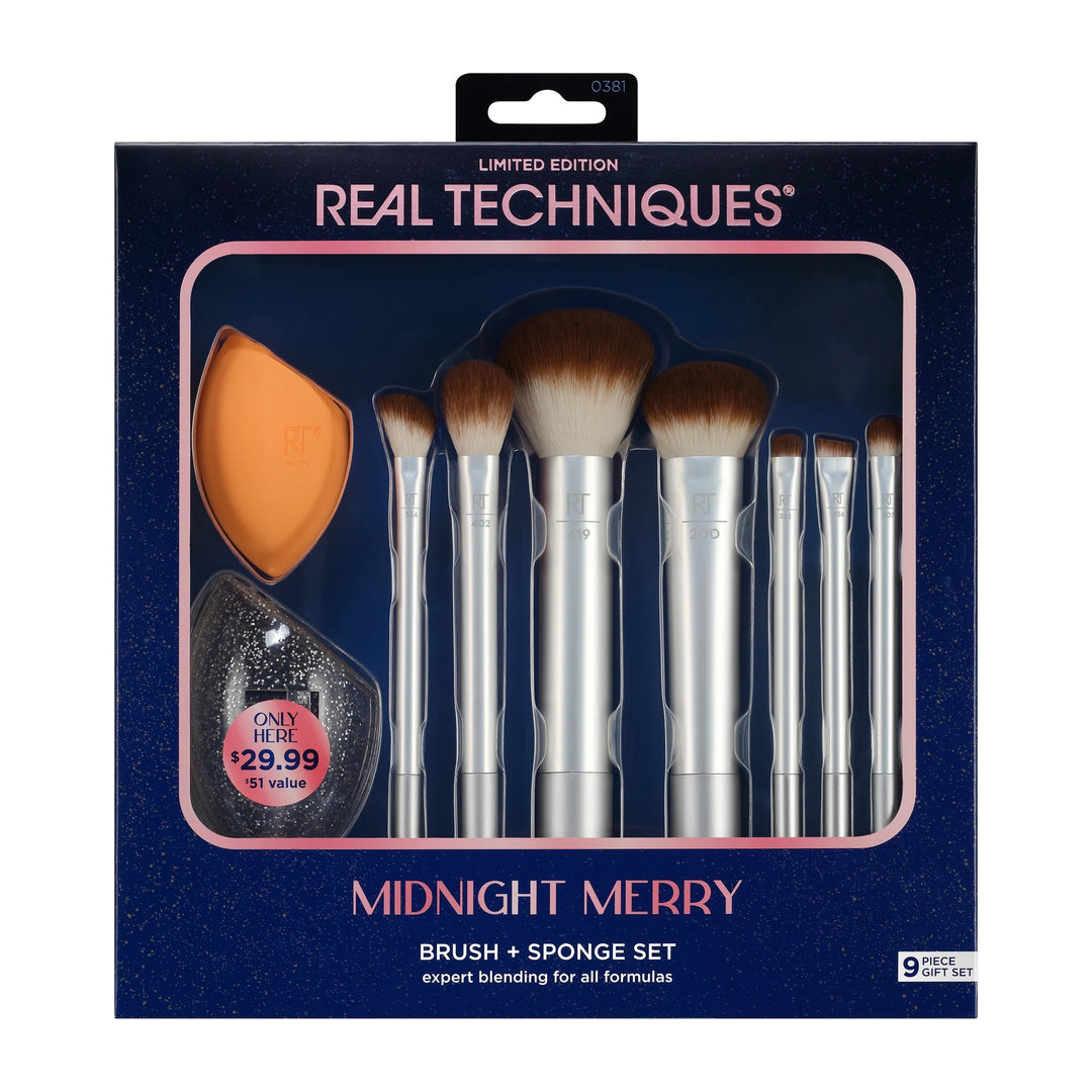 Real Techniques   Midnight Merry Limited Edition Brush + Sponge Set