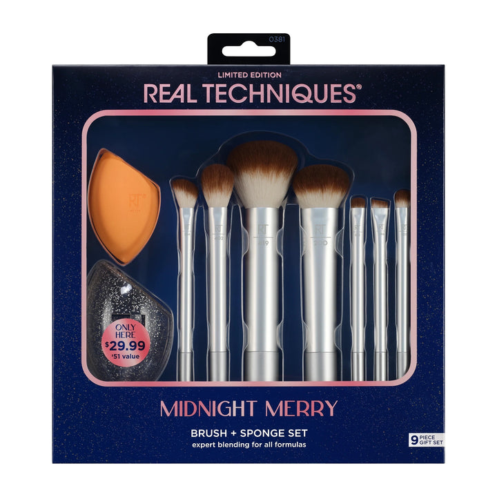 Real Techniques   Midnight Merry Limited Edition Brush + Sponge Set