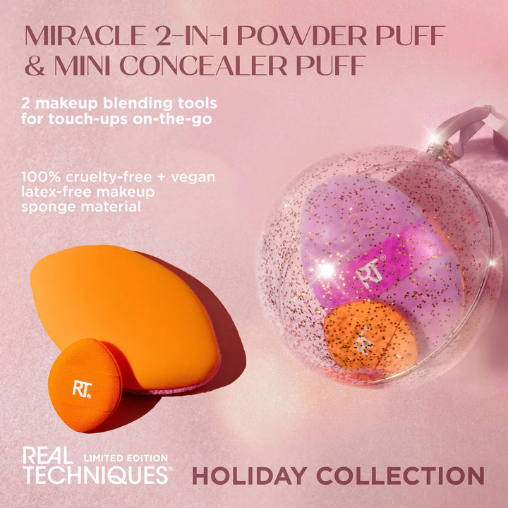 Real Techniques Miracle 2-In-1 Powder Puff & Mini Concealer Puff Limited Edition Set