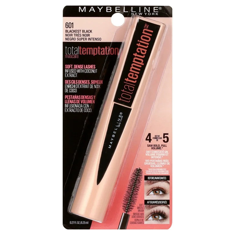 Maybelline New York Total Temptation Mascara Blackest Black 601 (Made in Usa)