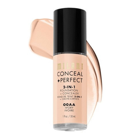 MILANI FOUNDATION CONCEAL PERFECT 2-IN-1 FOUNDATION  00AA IVORY