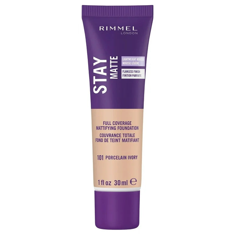 Rimmel Stay matte full coverage mattifying foundation - 101 Porcelain Ivory