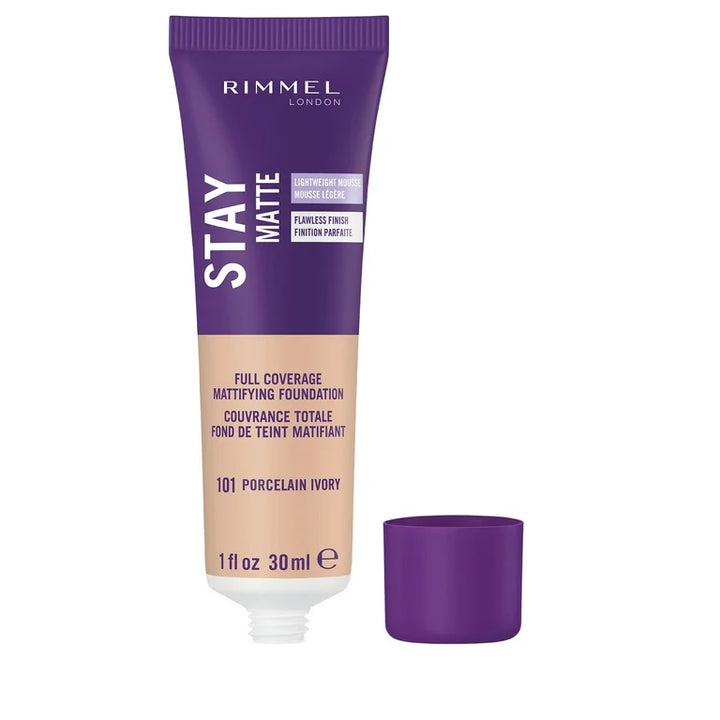 Rimmel Stay matte full coverage mattifying foundation - 101 Porcelain Ivory