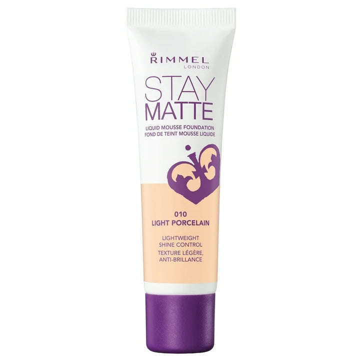 Rimmel Stay matte full coverage mattifying foundation 010 light Porcelain