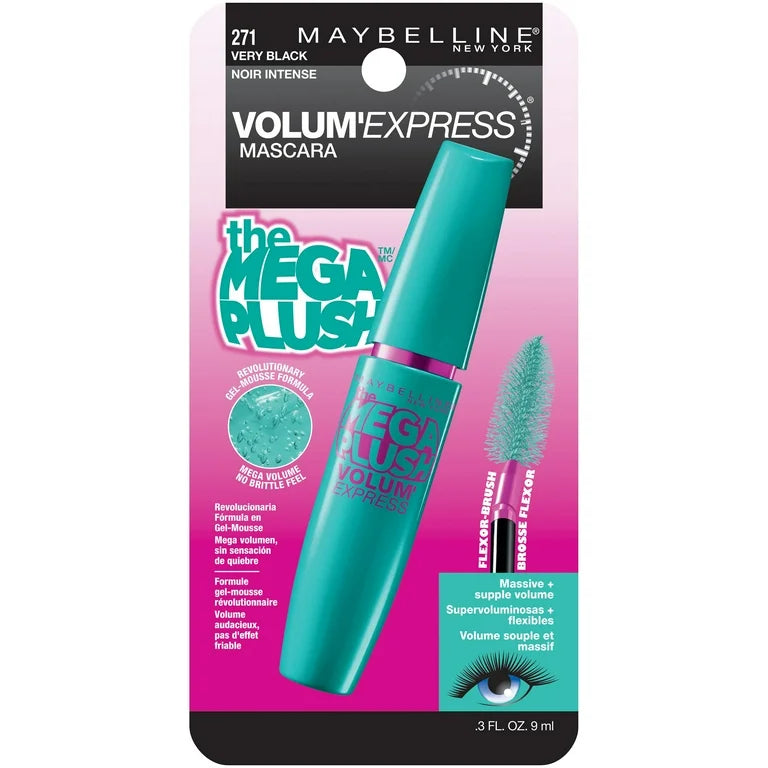 Maybelline Volum' Express The Mega Plush Waterproof Mascara,275 Very Black, 0.3 fl. oz.