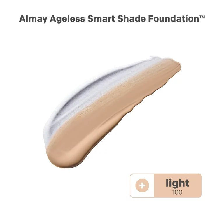 Almay Ageless Smart Shade Liquid Foundation Makeup, Hypoallergenic, 100 Light, 1 fl oz