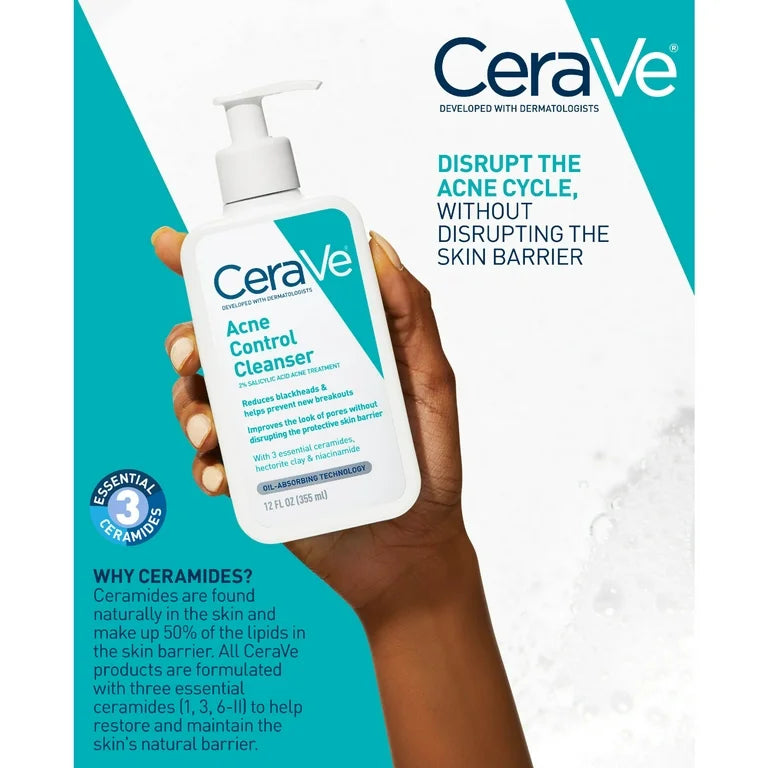 CeraVe Acne Control Cleanser with 2% Salicylic Acid for Acne Prone Skin 355 ml