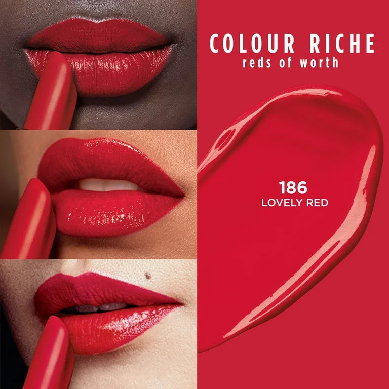 Loreal Paris Colour Riche Reds Of Worth Satin Lipstick With Saturated Color 186 Lovely Red