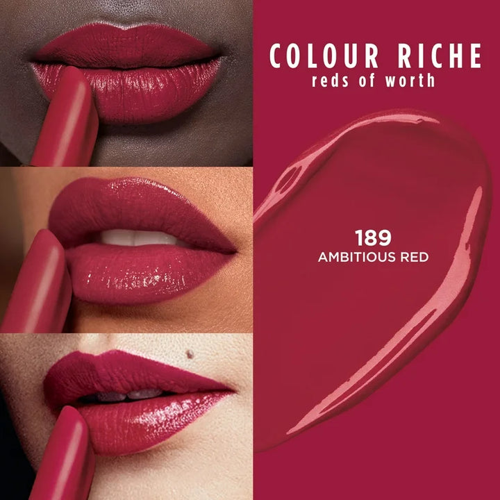 Loreal Paris Colour Riche Reds Of Worth Satin Lipstick With Saturated Color 189 Ambitious