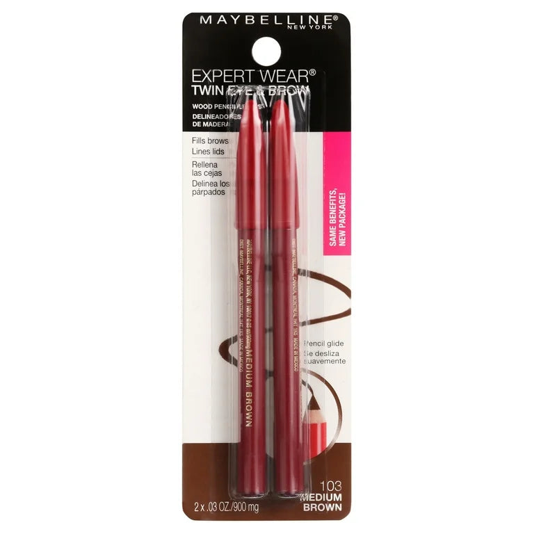 Maybelline New York Expert Eyes Twin Brow & Eye Pencils 103 Medium Brown .06 Oz