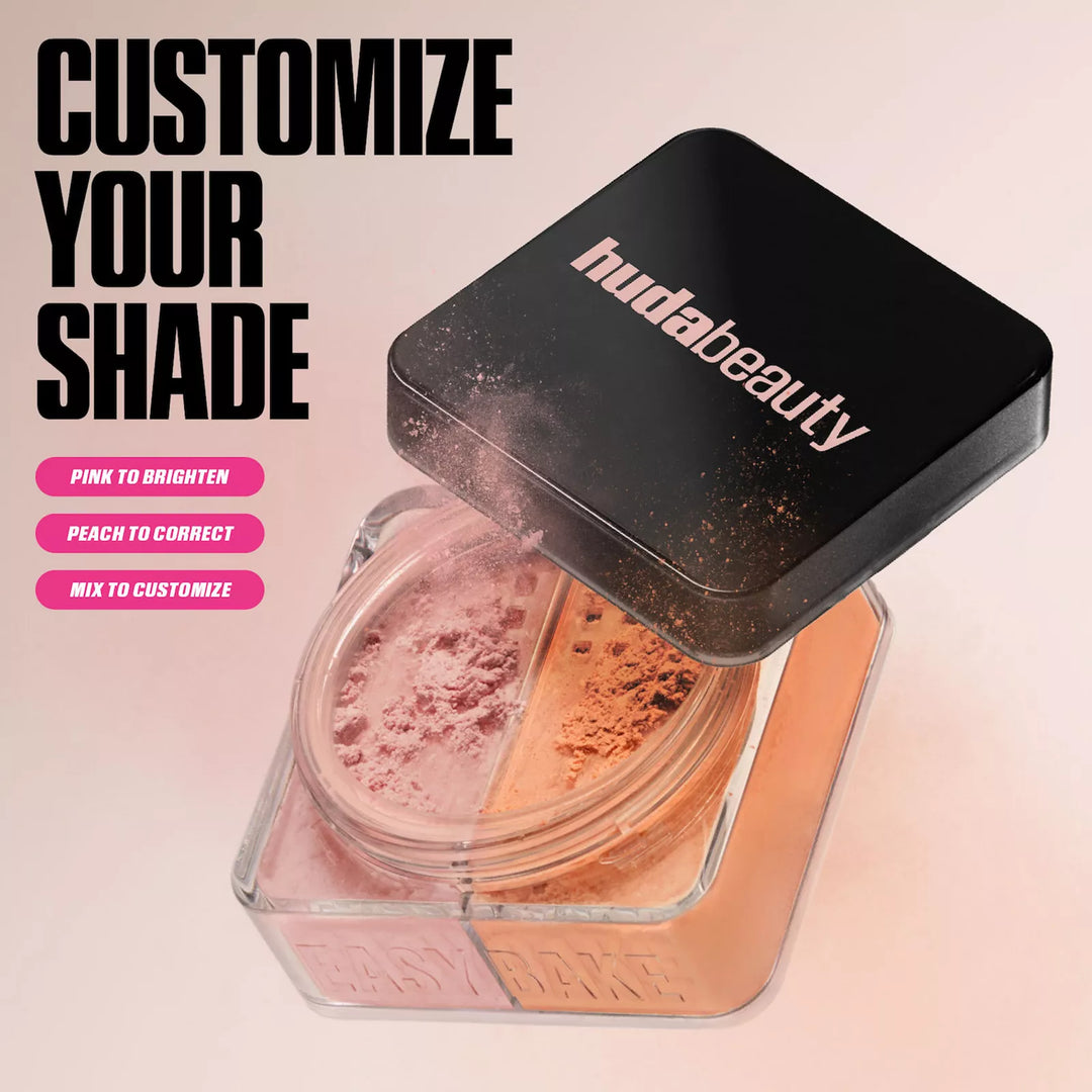 Huda Beauty Easy Bake Loose Powder Brightening + Correcting Duo Pink Pumpkin