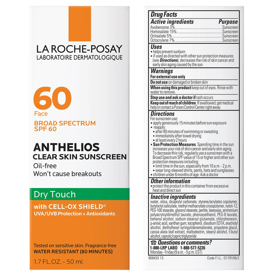 La Roche Posay Anthelios Clear Skin Dry Touch Face Sunscreen SPF 60 50 ml