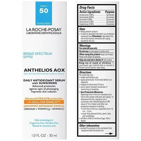 La Roche Posay Anthelios AOX Daily Antioxidant Face Serum With Sunscreen SPF 50 30 ml