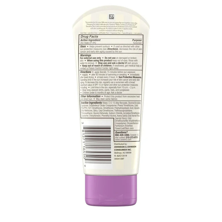 Aveeno Baby Zinc Oxide Mineral Sunscreen Lotion, SPF 50